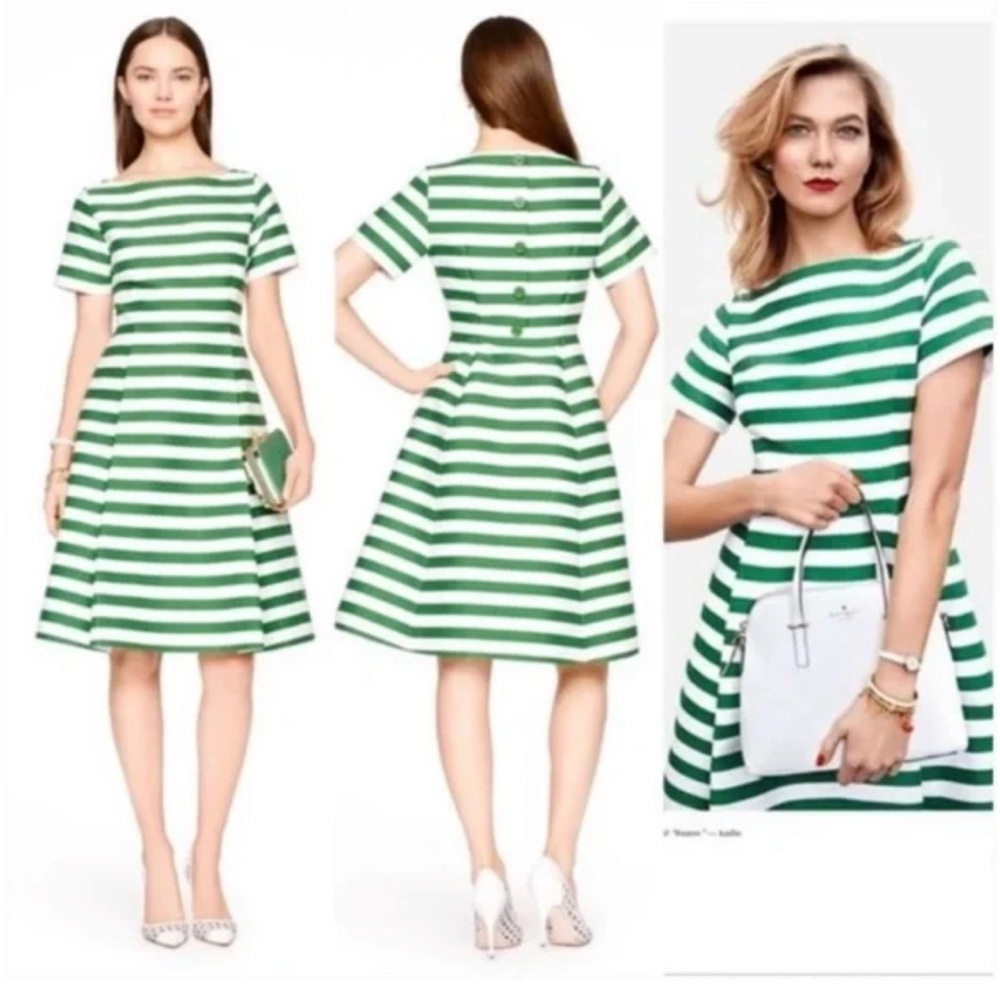 Kate Spade Vintage Yarn Dyed Green Striped Dress
